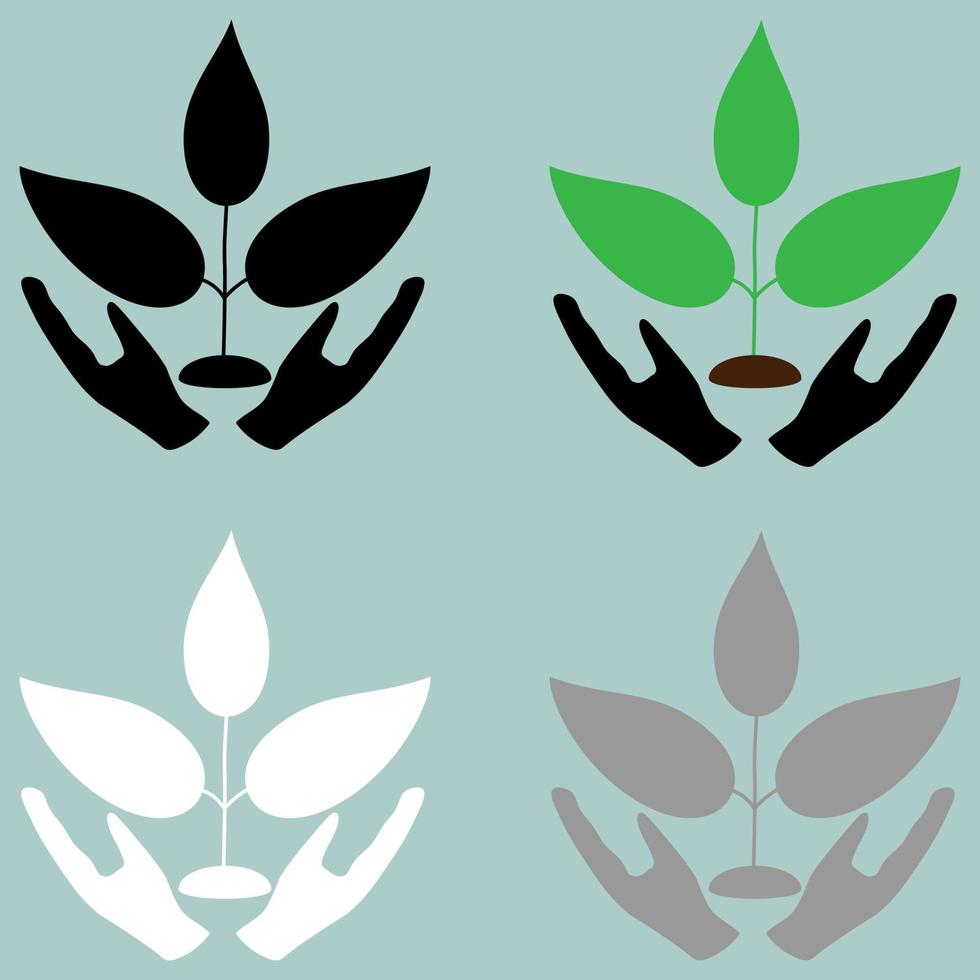 Plant in careful head icon. vector