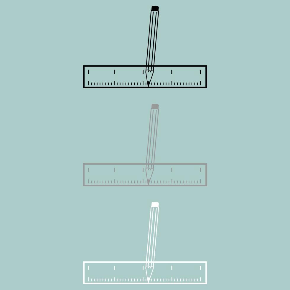 Ruler and pencil three items icon. vector