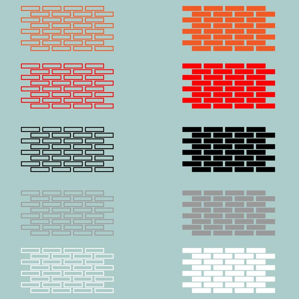 Wall of brick red orange black grey white. vector