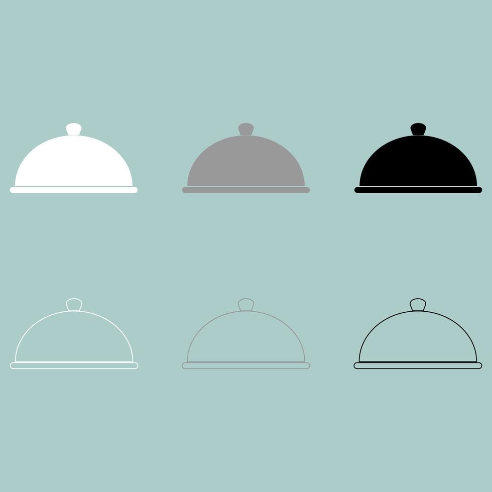 White grey black cap for dish icon. vector