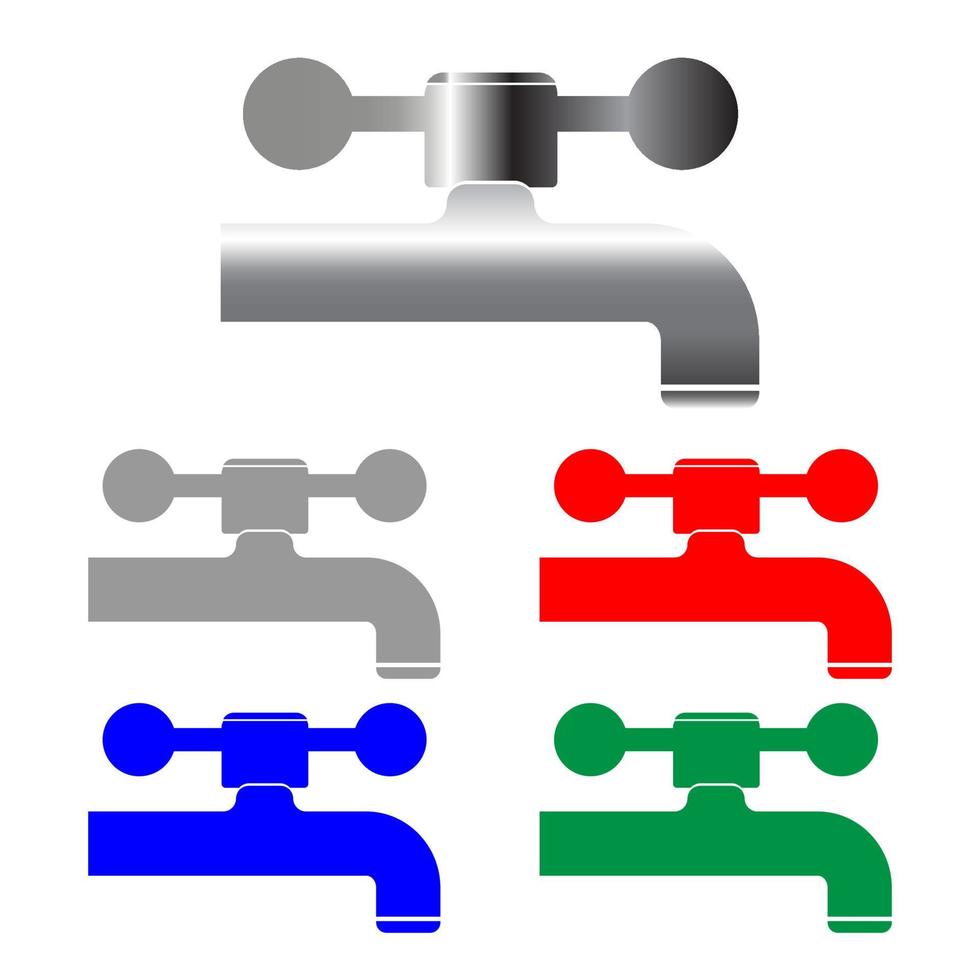 Tap set icon grey red blue green color vector