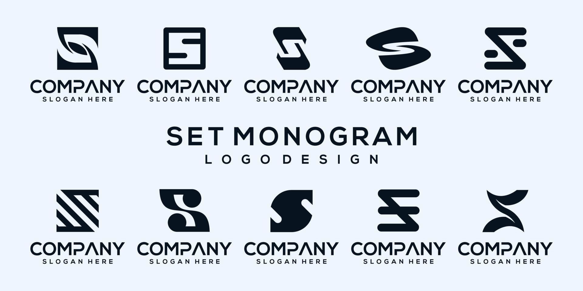 set collection monogram letter logo template vector