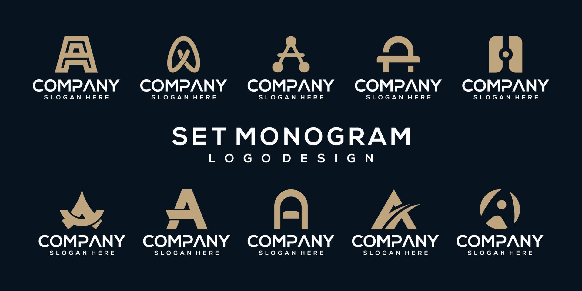 set collection monogram letter logo template vector