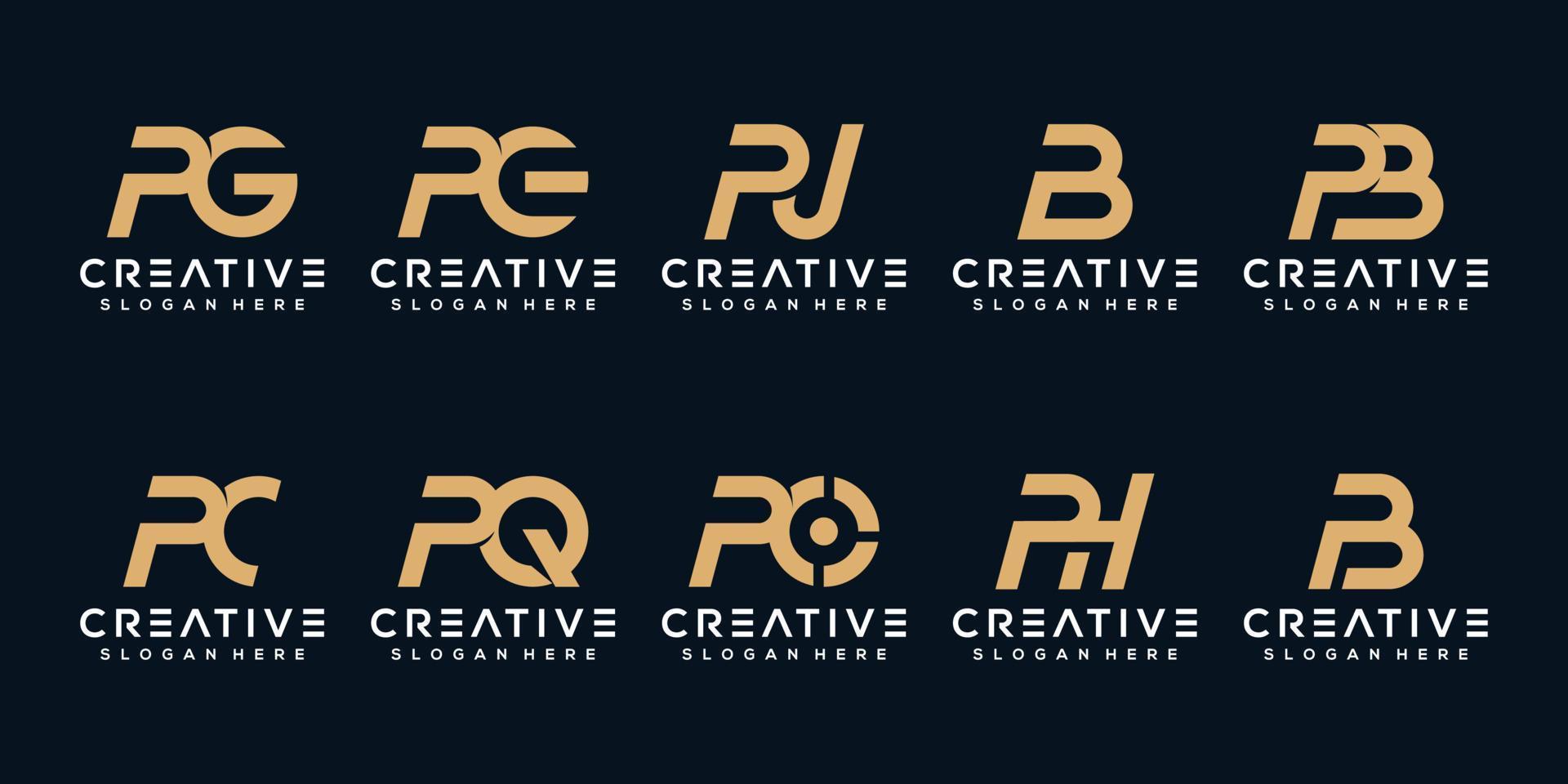 set collection monogram letter logo template vector