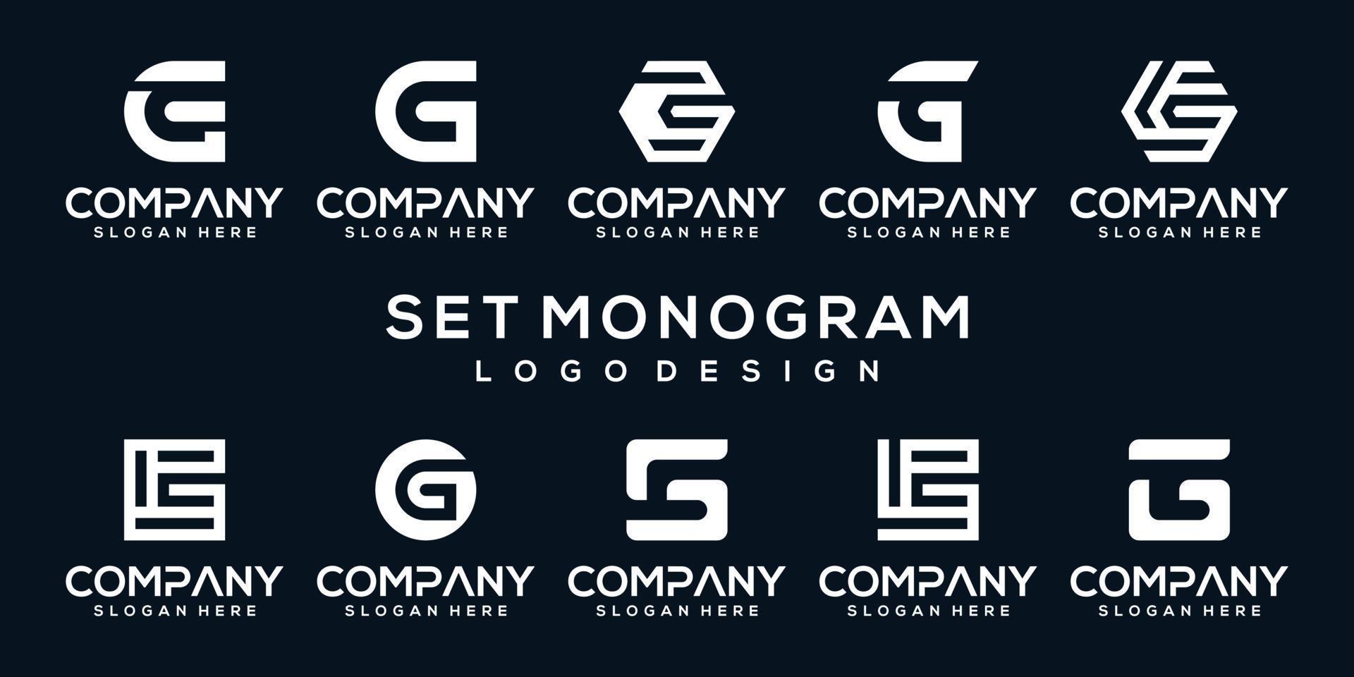 set collection monogram letter logo template vector