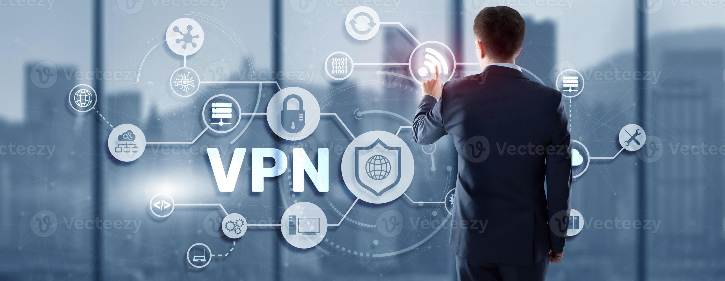 Virtual private network VPN. Provides privacy, anonymity and security to users by creating a private network connection across a public network connection photo