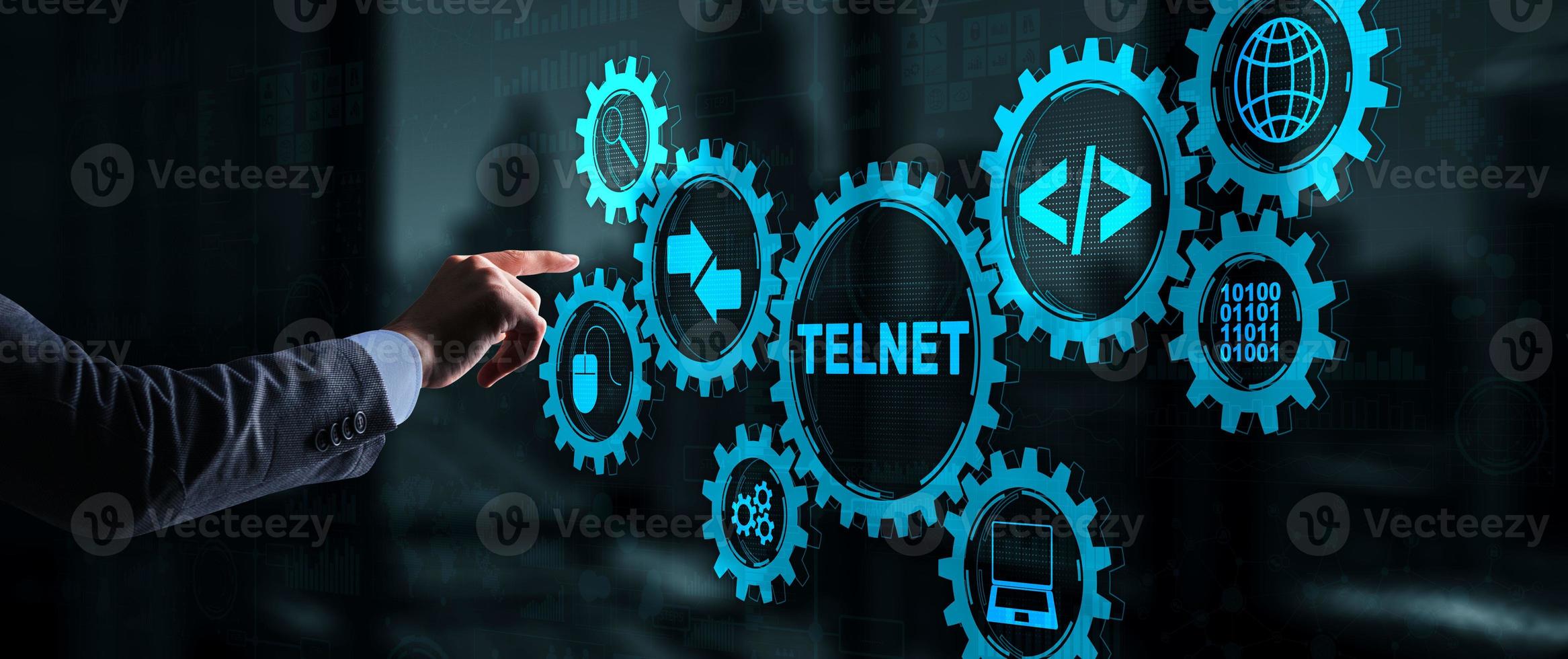 Telnet Virtual terminal client. Internet and Network concept. Teletype Network Protocol photo