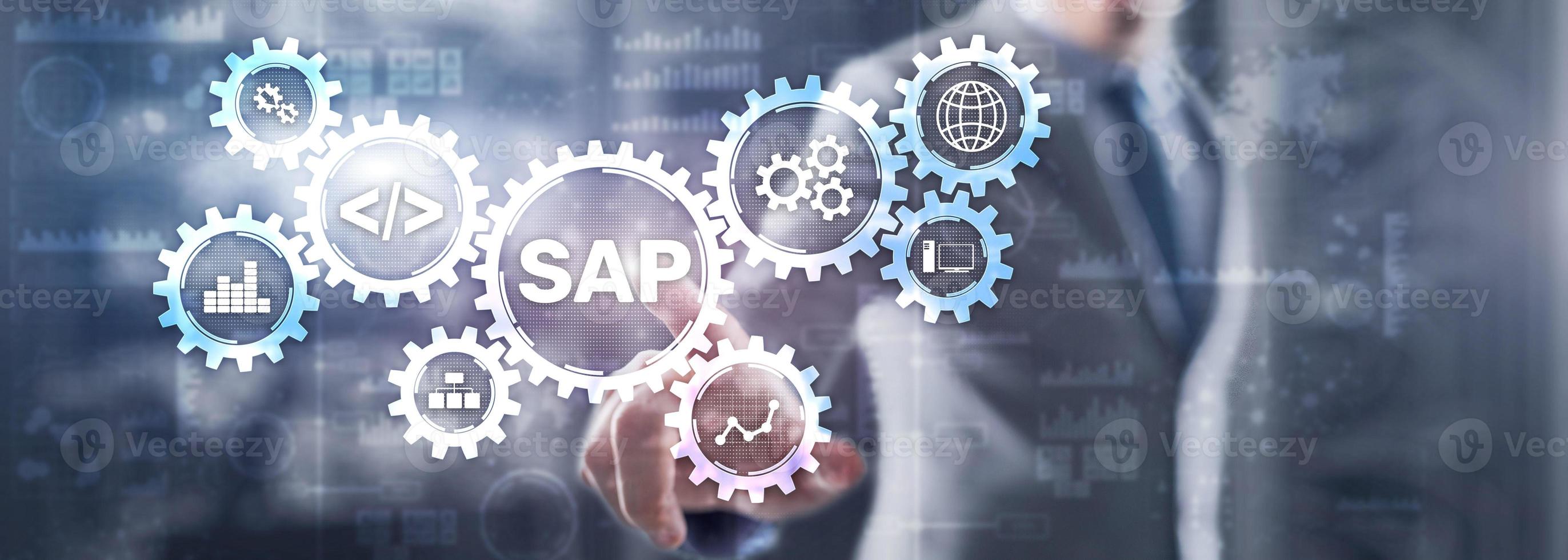 SAP System Software Automation concept on virtual screen photo
