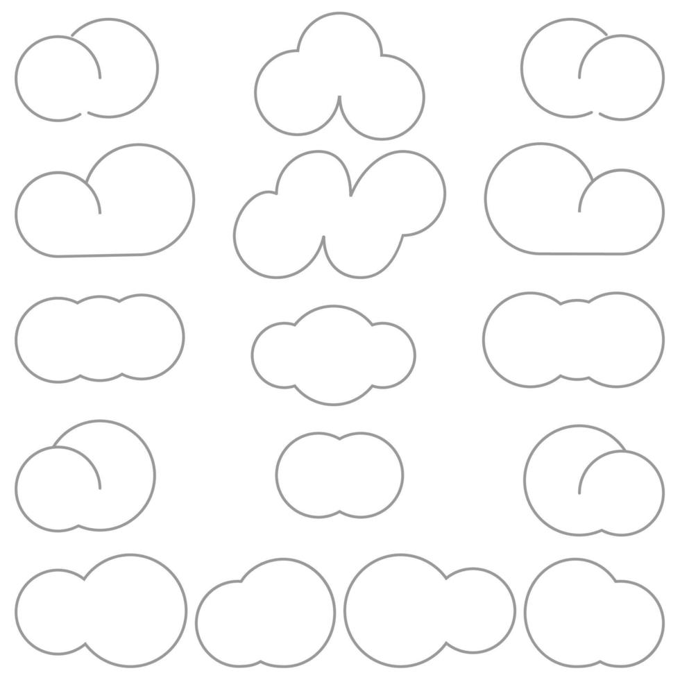 nubes diferentes formas estilo simple vector