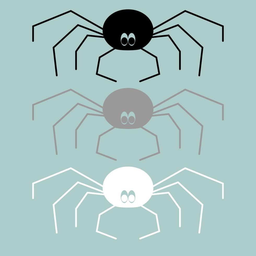 Black grey white spider icon. vector