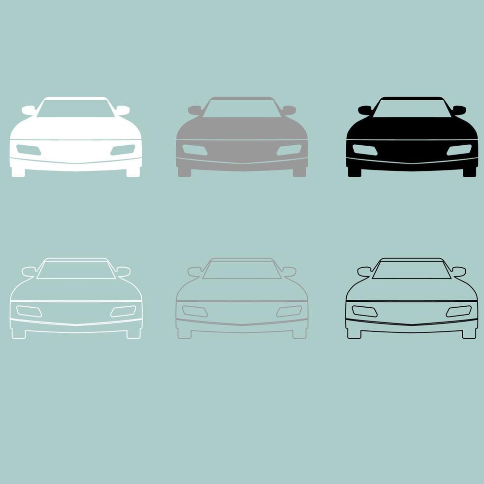 Car white grey black icon. vector