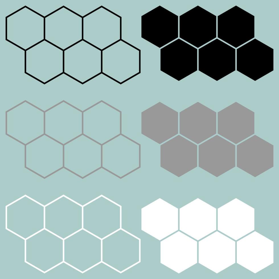 icono blanco gris negro hexagonal. vector