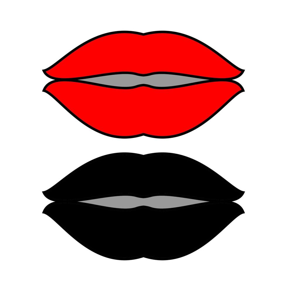 Lips set  icon red and black vector