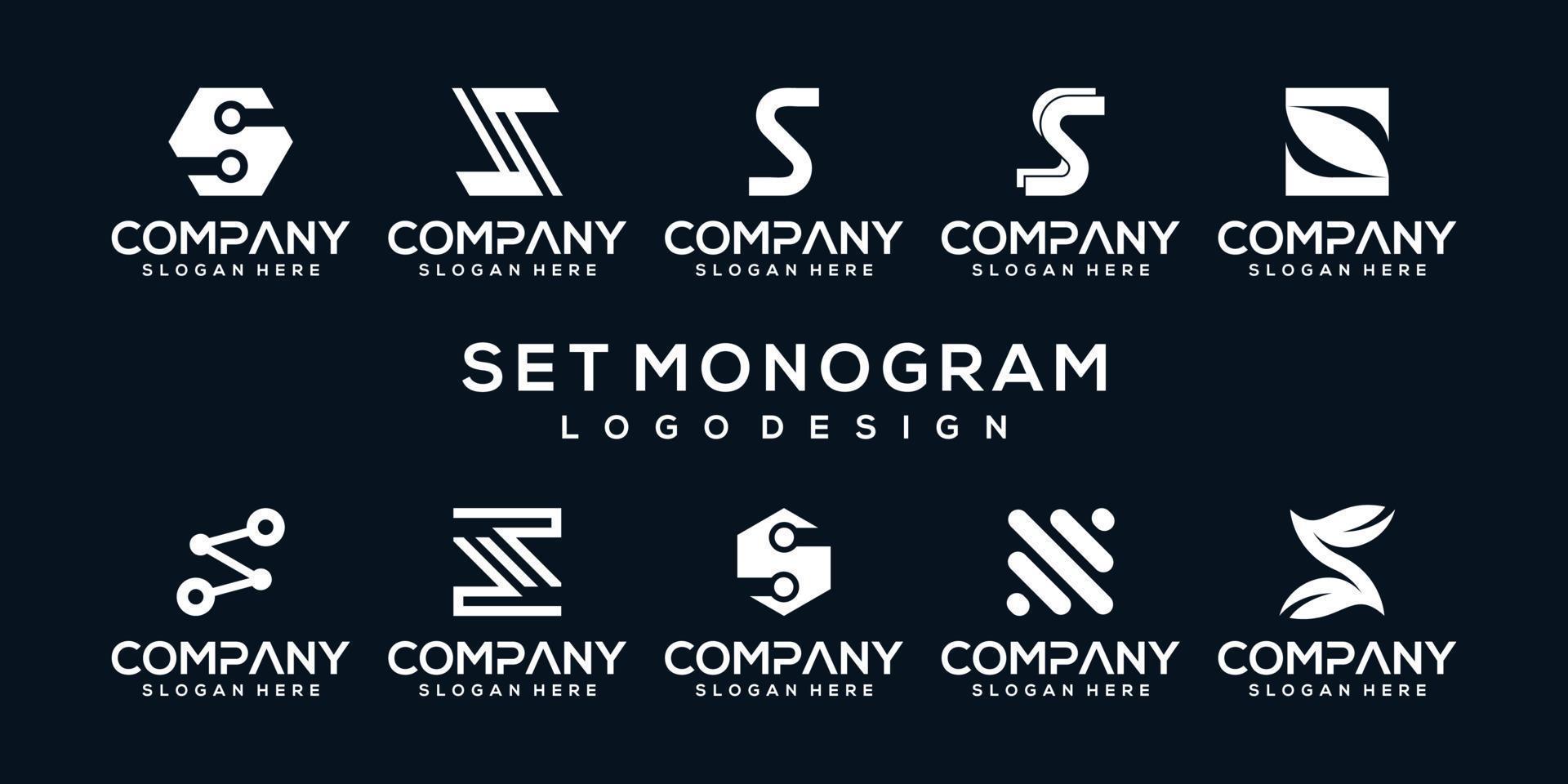 set collection monogram letter logo template vector