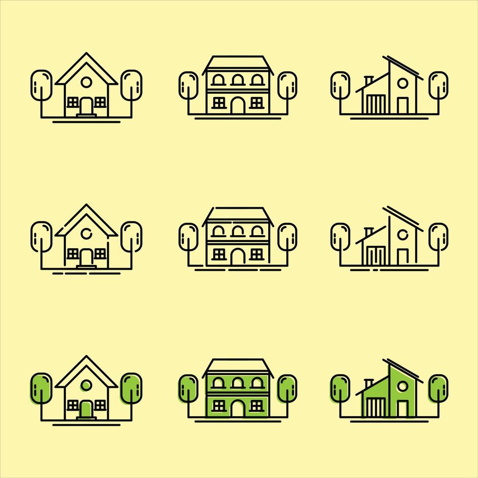 colección de conjunto de iconos de la casa, utilizada para la propiedad y el medio ambiente. vector