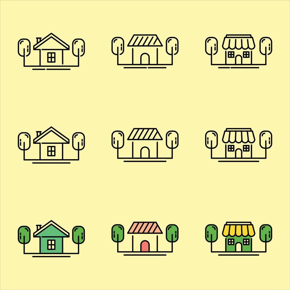 colección de conjunto de iconos de la casa, utilizada para la propiedad y el medio ambiente. vector