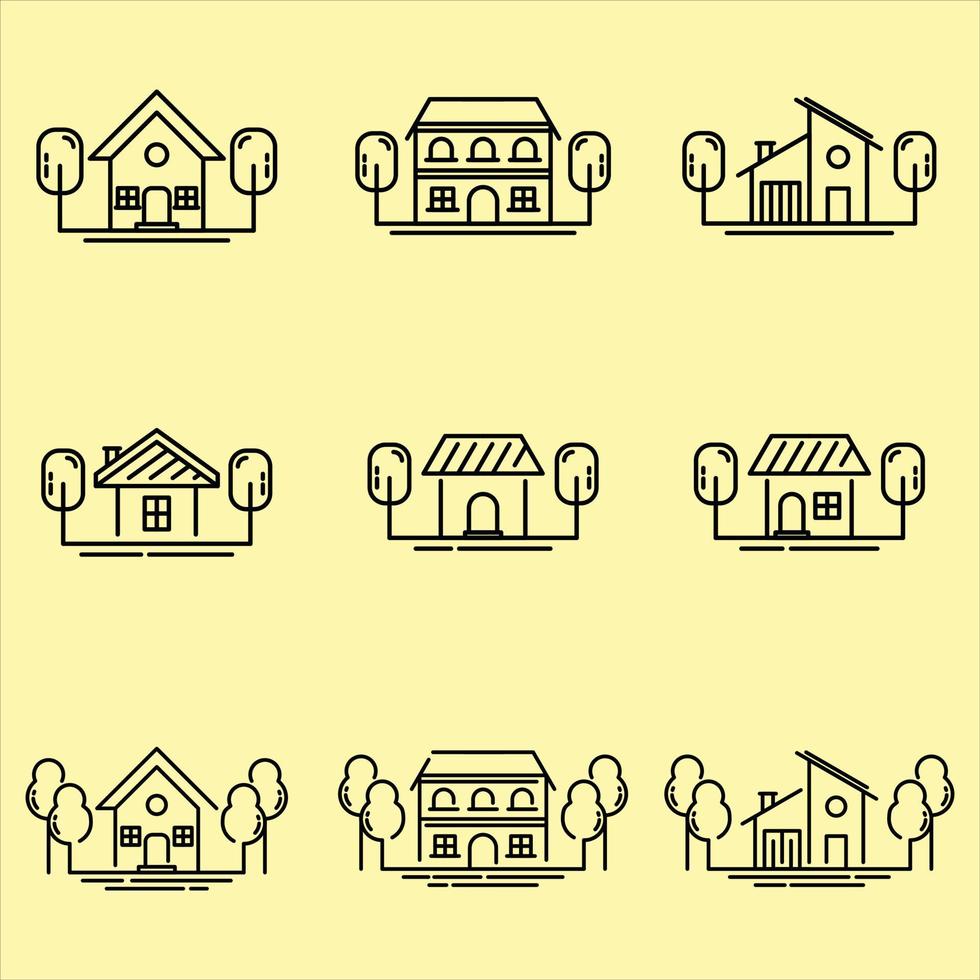 colección de conjunto de iconos de la casa, utilizada para la propiedad y el medio ambiente. vector