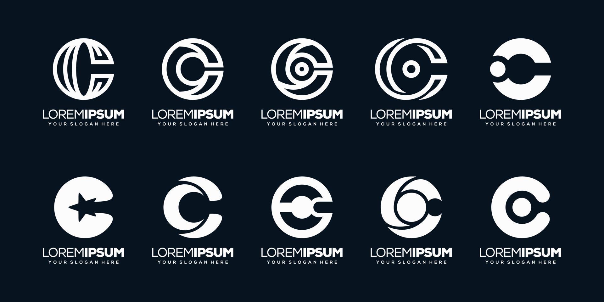 set collection monogram letter logo template vector