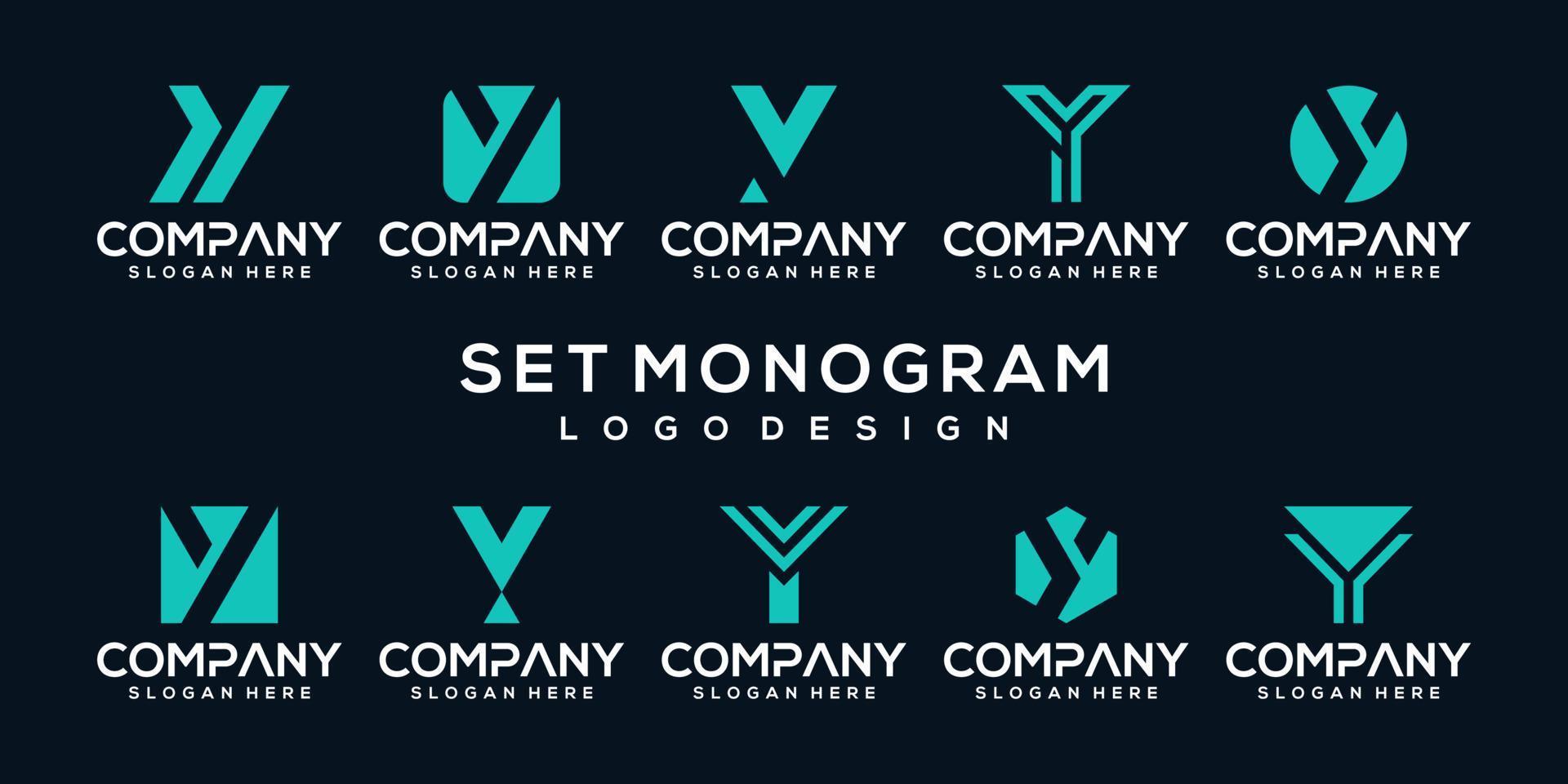 set collection monogram letter logo template vector