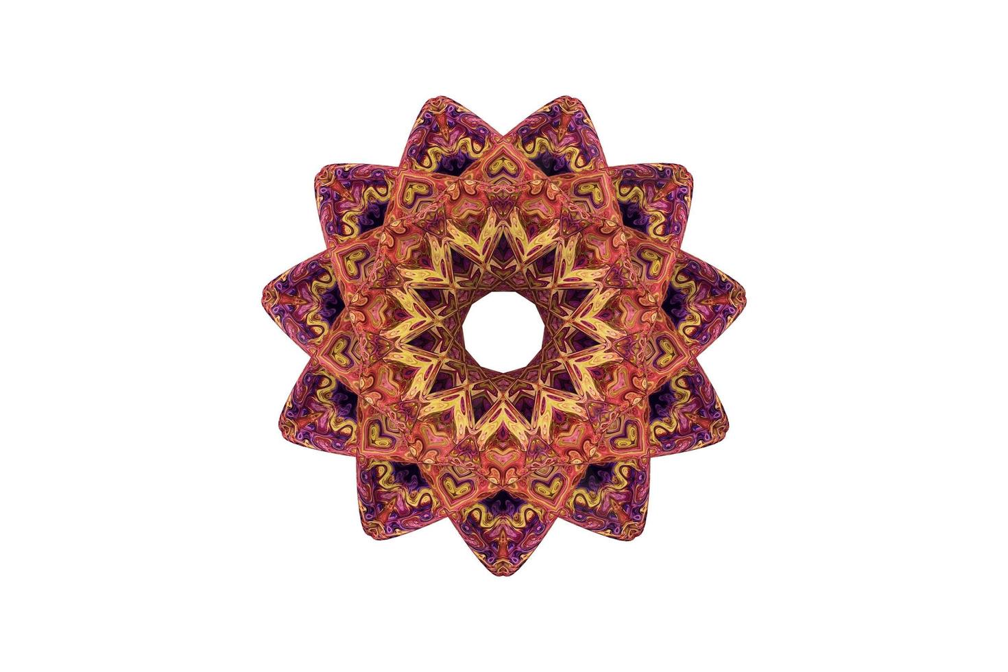 abstract floral vintage color ornament mandala 3D illustration concept isolated on white background photo