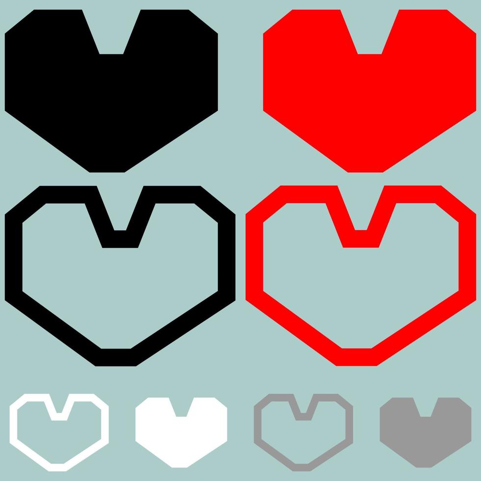 Heart red black white colour. vector