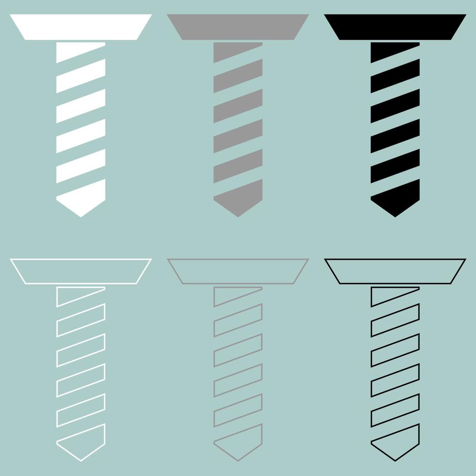 Self tapping screw white grey black colour. vector