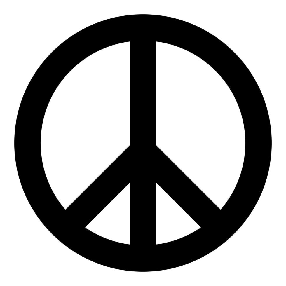 icono de símbolo de signo de paz mundial. de color negro . vector