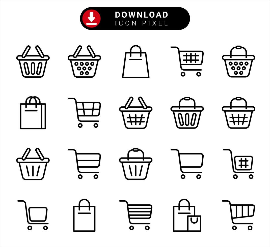 Shopping cart icons set vector isolated on white background