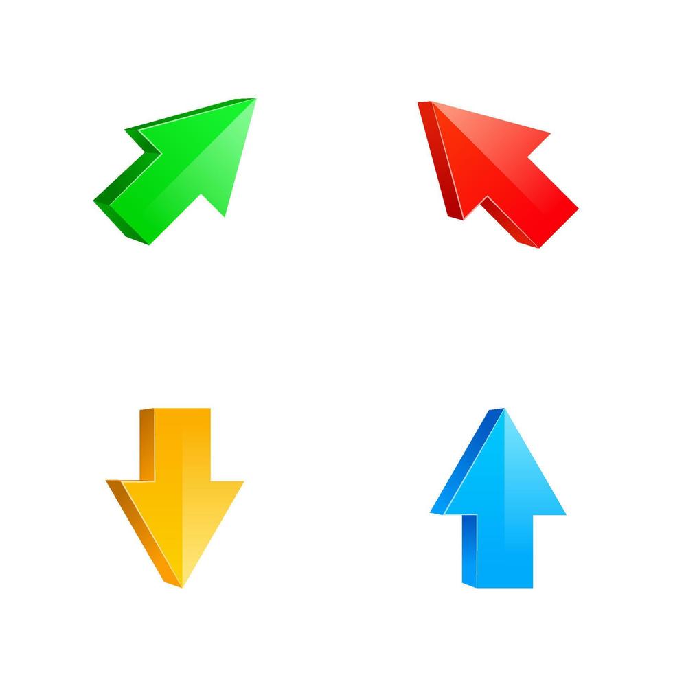 3D Arrows vector set. illustration with a Set Volume of Cursors, Web Signs.