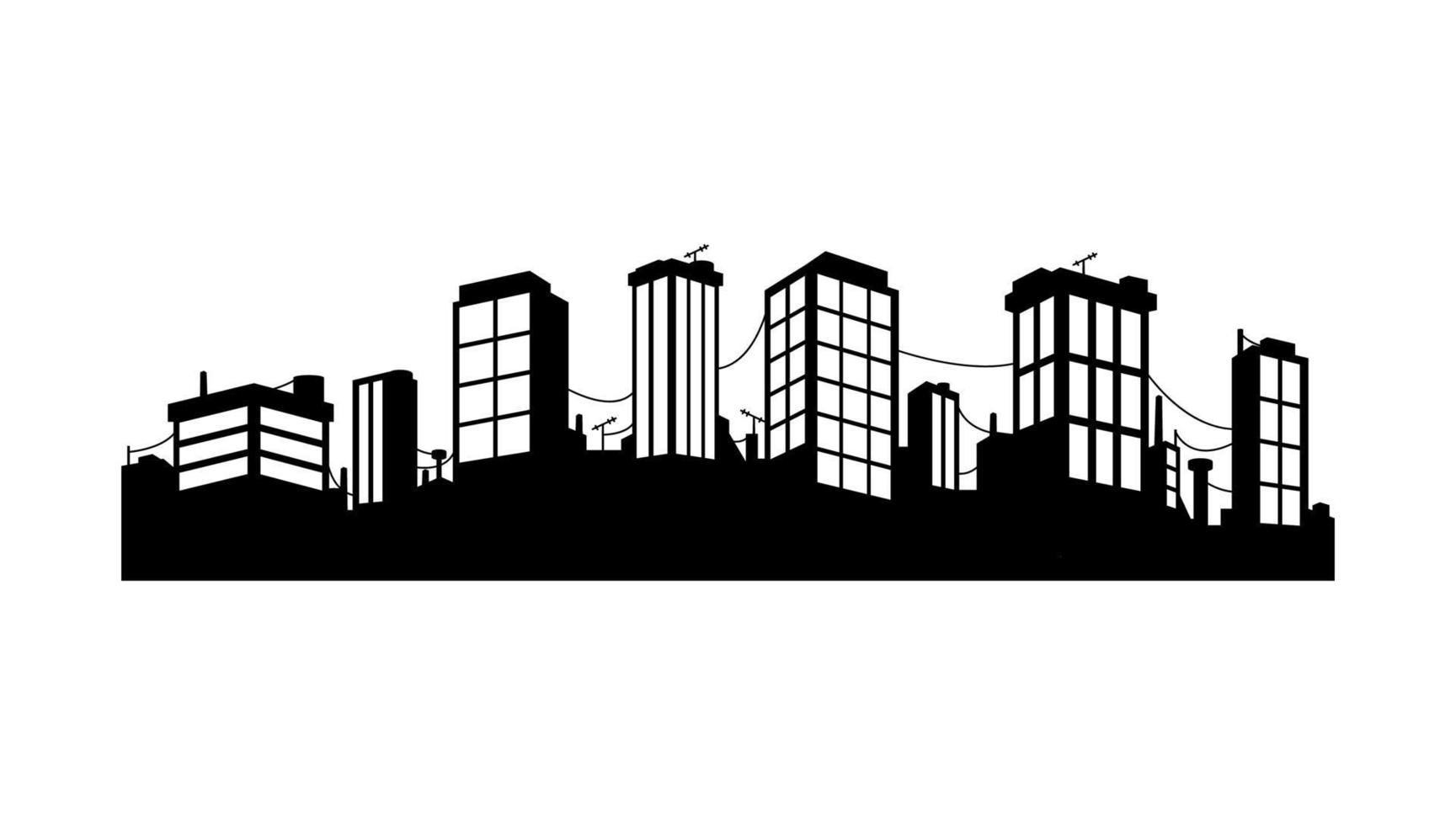 Cityscape silhoutte vector image, isolated on white background.