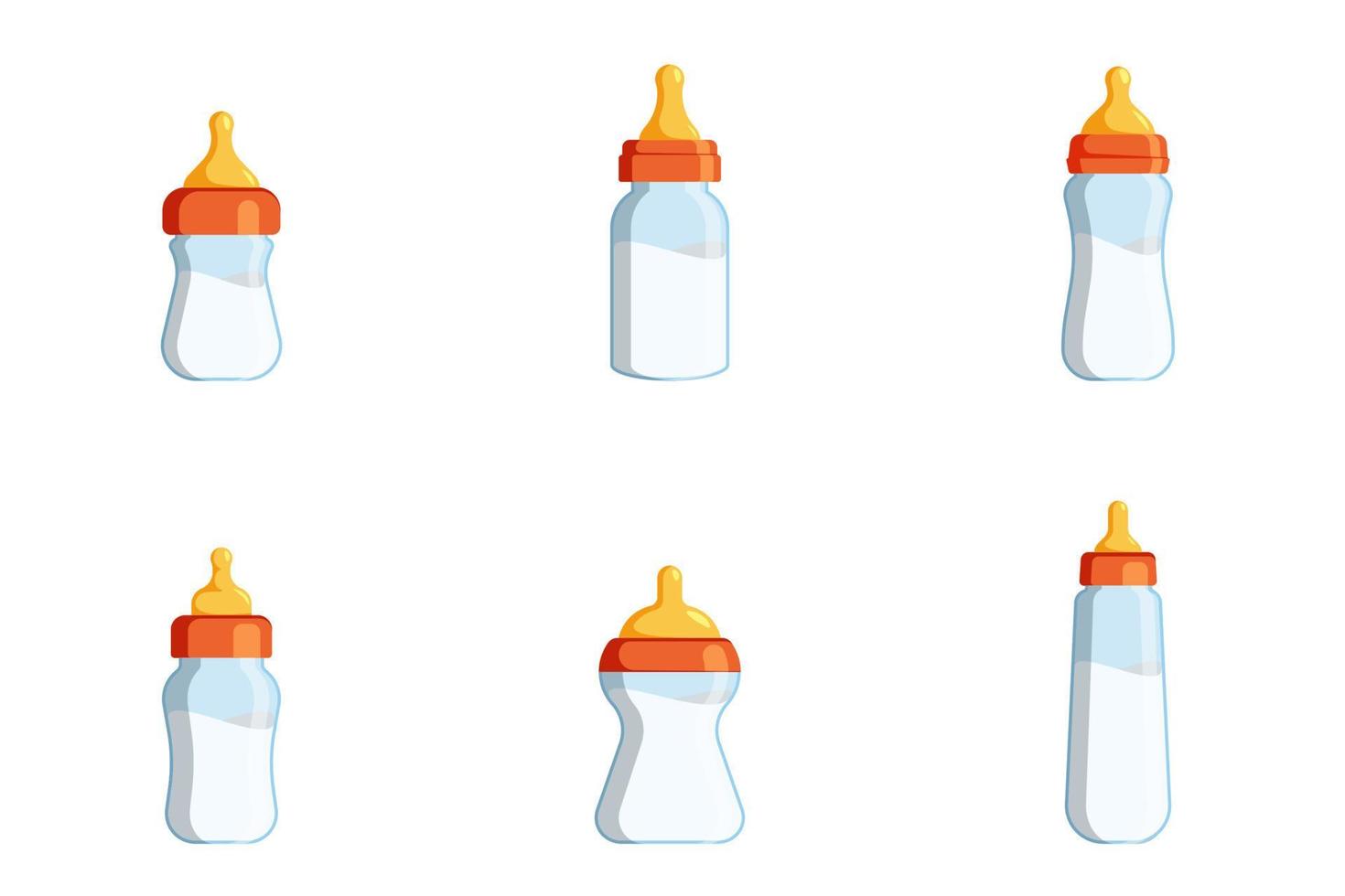 Baby milk bottle vector set isolated on white background