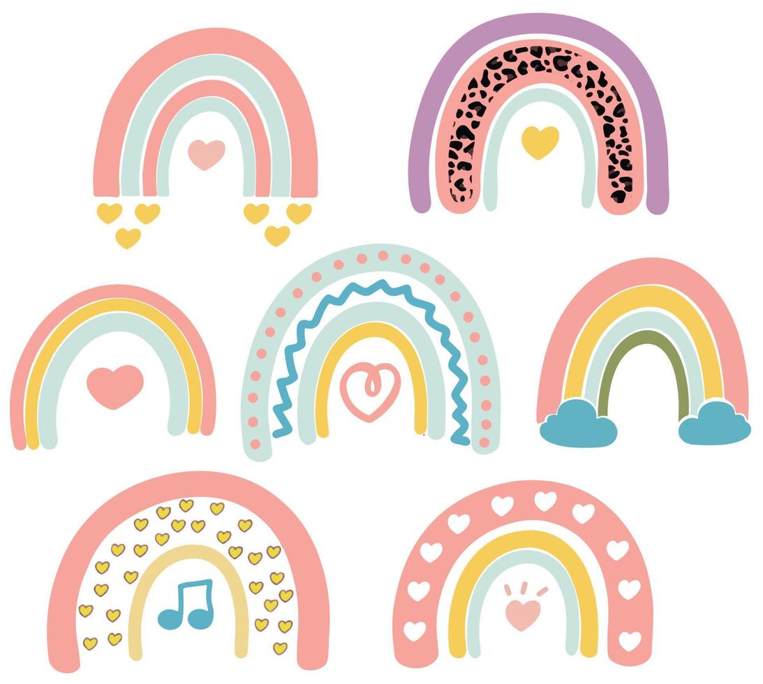 Hand drawn Cute rainbow Pastel vector