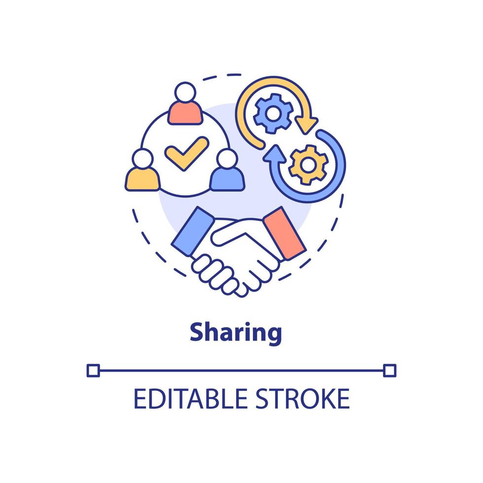 Sharing concept icon. Transparent budget. Company financial planning abstract idea thin line illustration. Isolated outline drawing. Editable stroke. Roboto-Medium, Myriad Pro-Bold fonts used vector