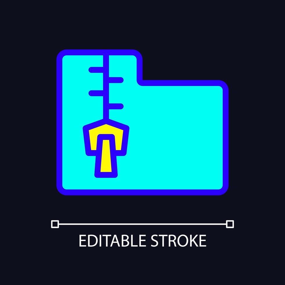 Data mining file archive RGB color pixel perfect icon for dark theme. Digital data storage tool. Simple filled line drawing on night mode background. Editable stroke. Arial font used vector