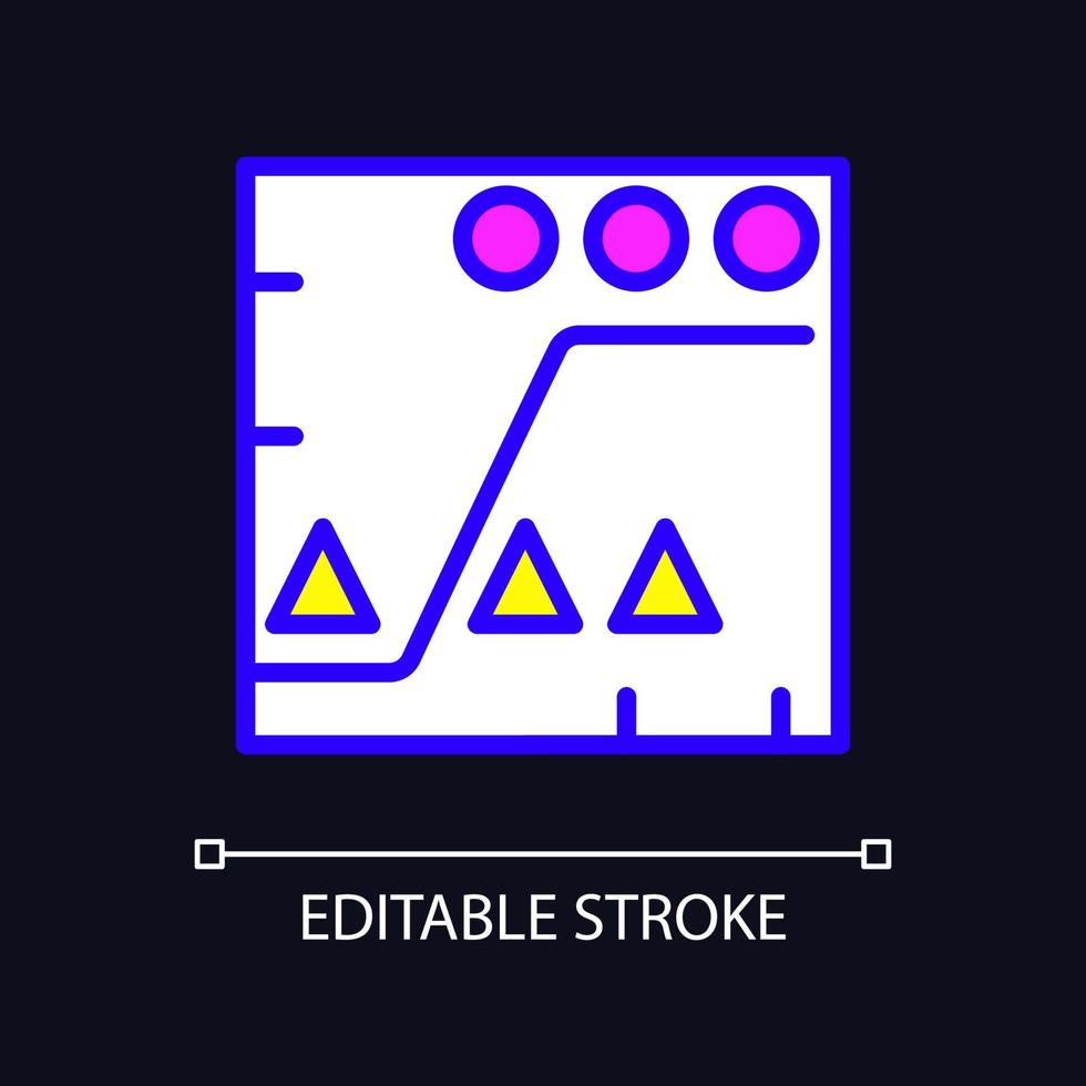 Data mining analytics RGB color pixel perfect icon for dark theme. Graph of collected information comparison. Simple filled line drawing on night mode background. Editable stroke. Arial font used vector