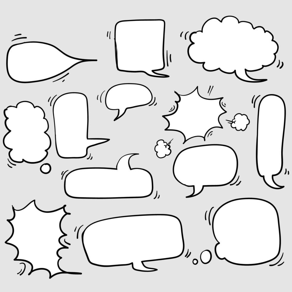 collection of Hand drawn set speech bubbles with doodle style Vector illustration