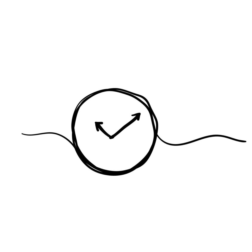 doodle clock illustration with scribble doodle style vector isolated