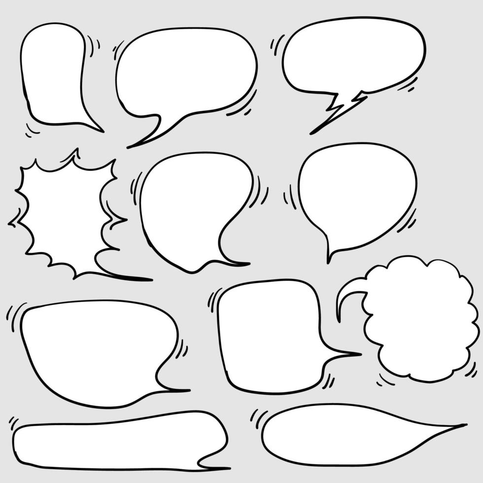 collection of Hand drawn set speech bubbles with doodle style Vector illustration