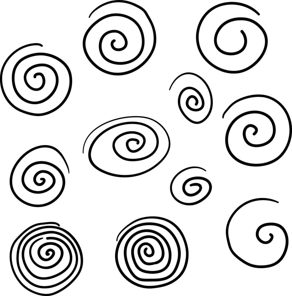 colección de doodle espiral ilustración vector aislado