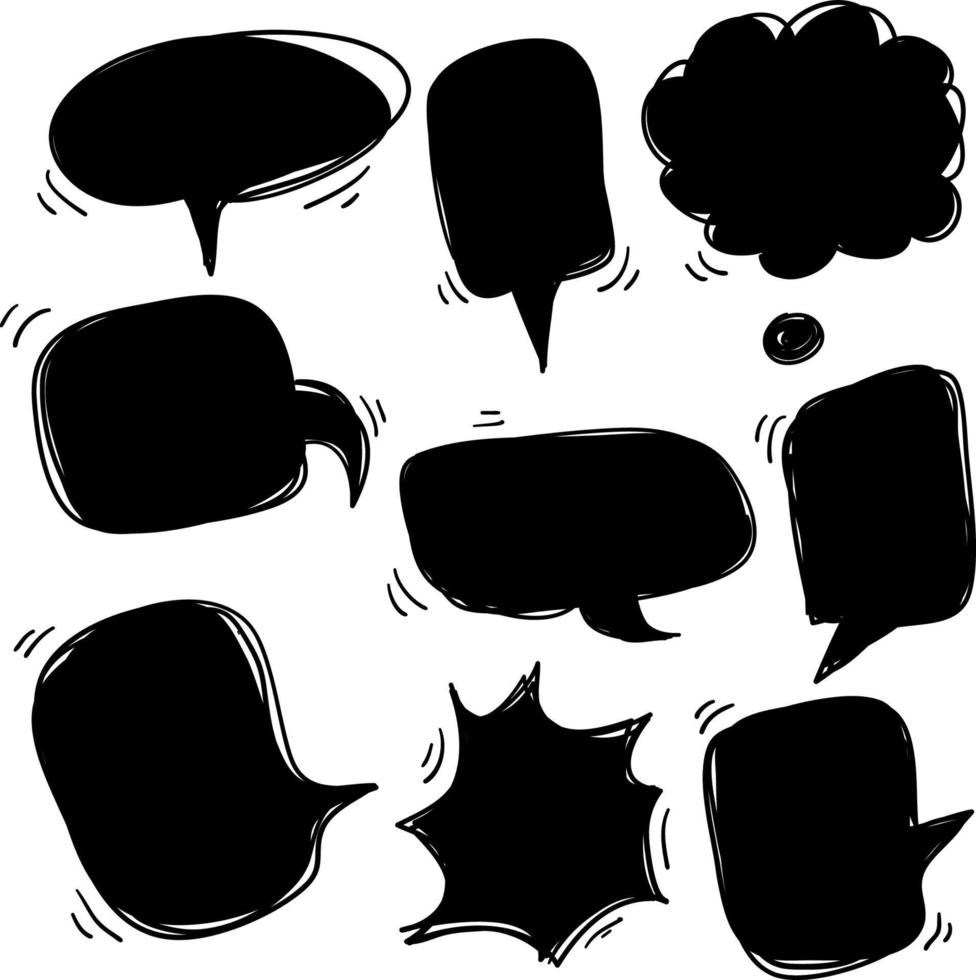 collection of Hand drawn set speech bubbles with doodle style Vector illustration