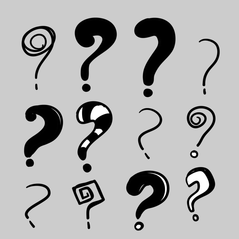 collection of hand drawn question marks. doodle questions marks set. vector illustration. isolated background