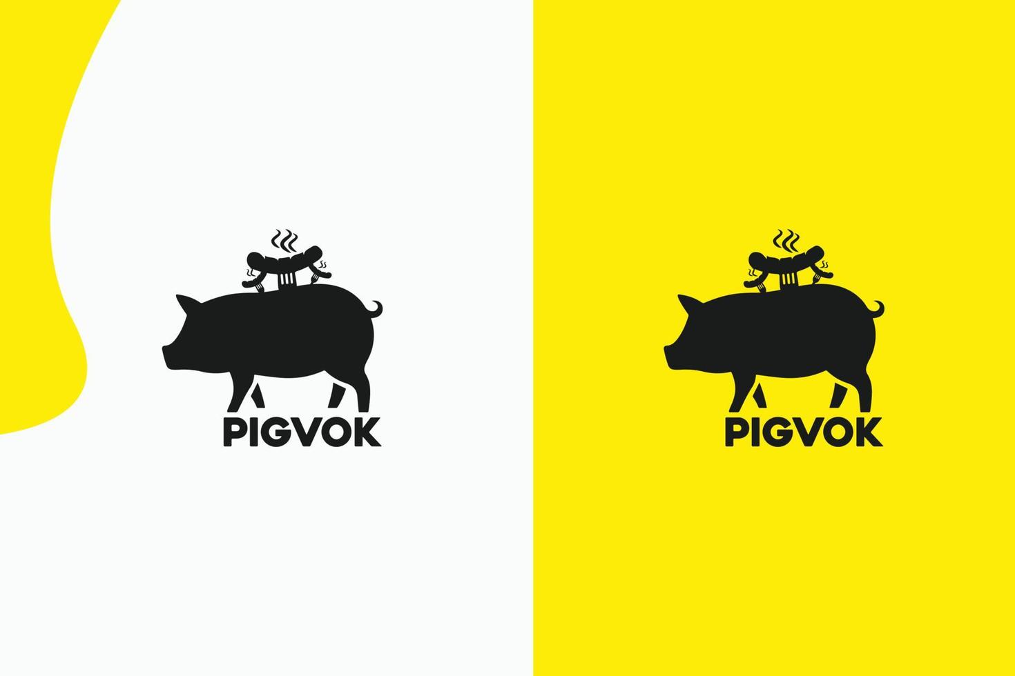 Modern Pig BBQ logo design and vector illustration