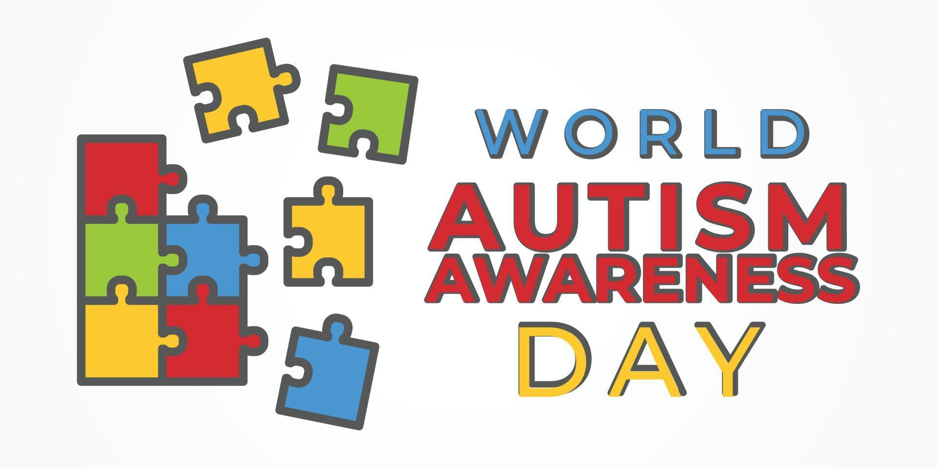 Awareness for people with autism, illustration of autistic support concept, autism symbol, ribbon, heart, puzzle vector