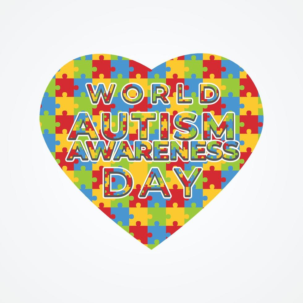 Awareness for people with autism, illustration of autistic support concept, autism symbol, ribbon, heart, puzzle vector