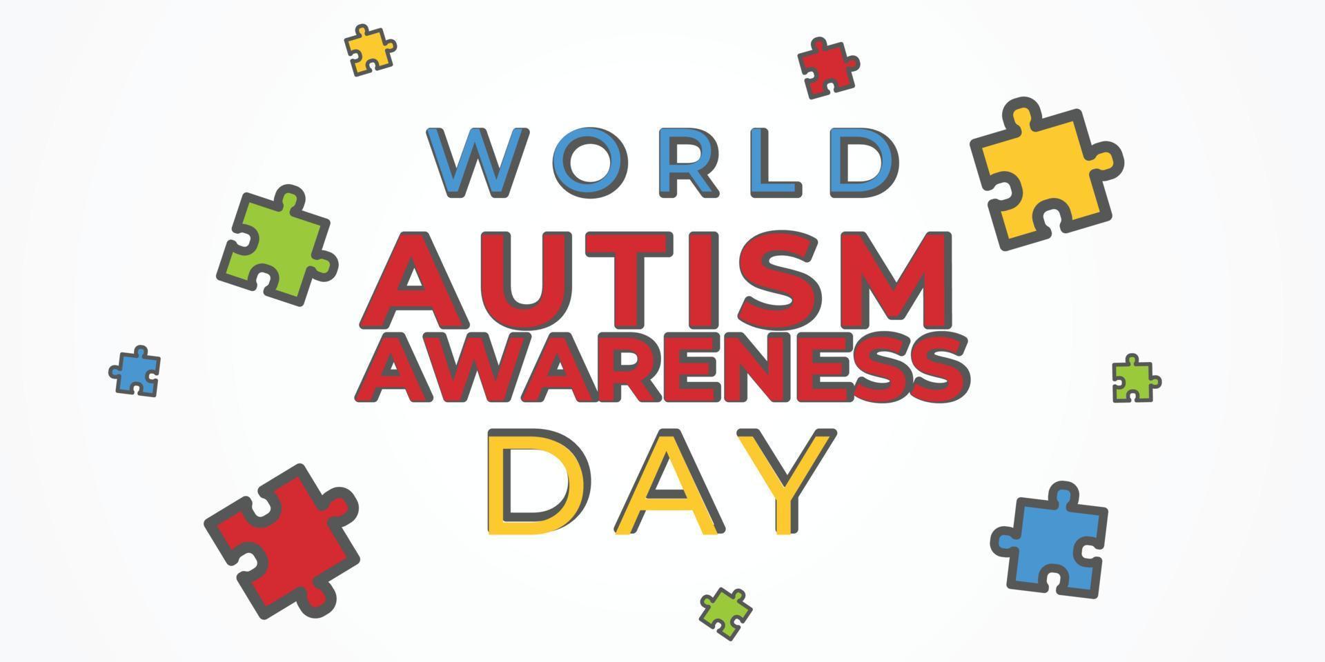 Awareness for people with autism, illustration of autistic support concept, autism symbol, ribbon, heart, puzzle vector