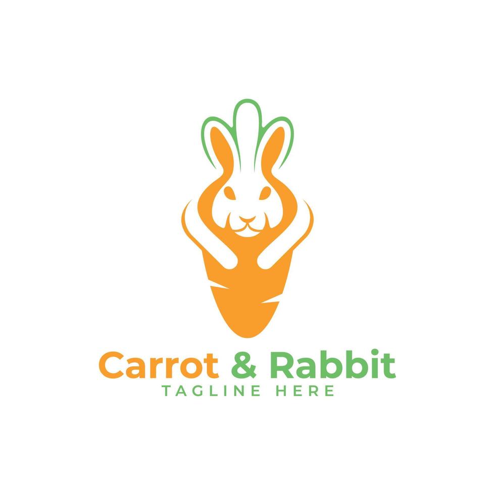 carrot and rabbit logo mark design vector template