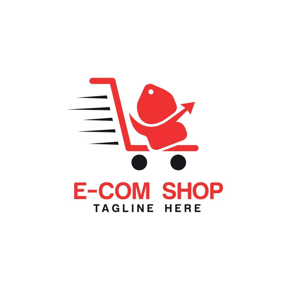 e-com shop, online shop logo design vector template