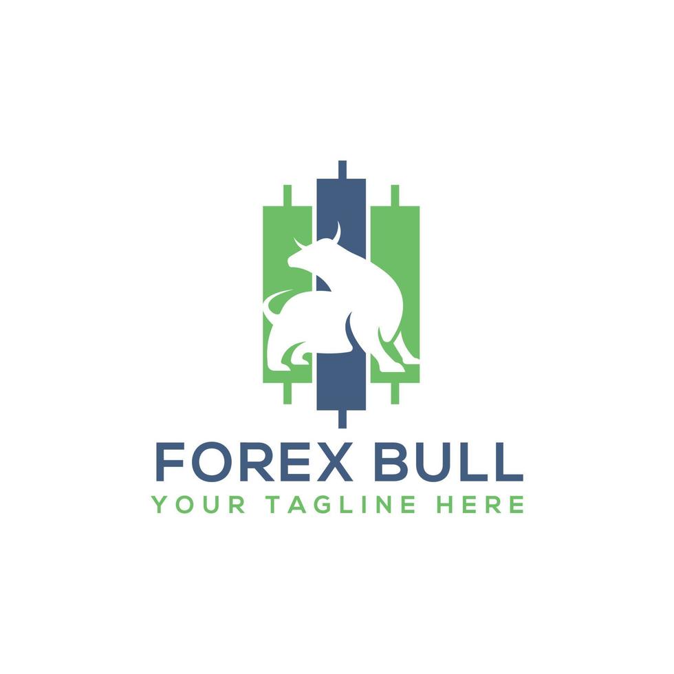 forex bull logo design template vector