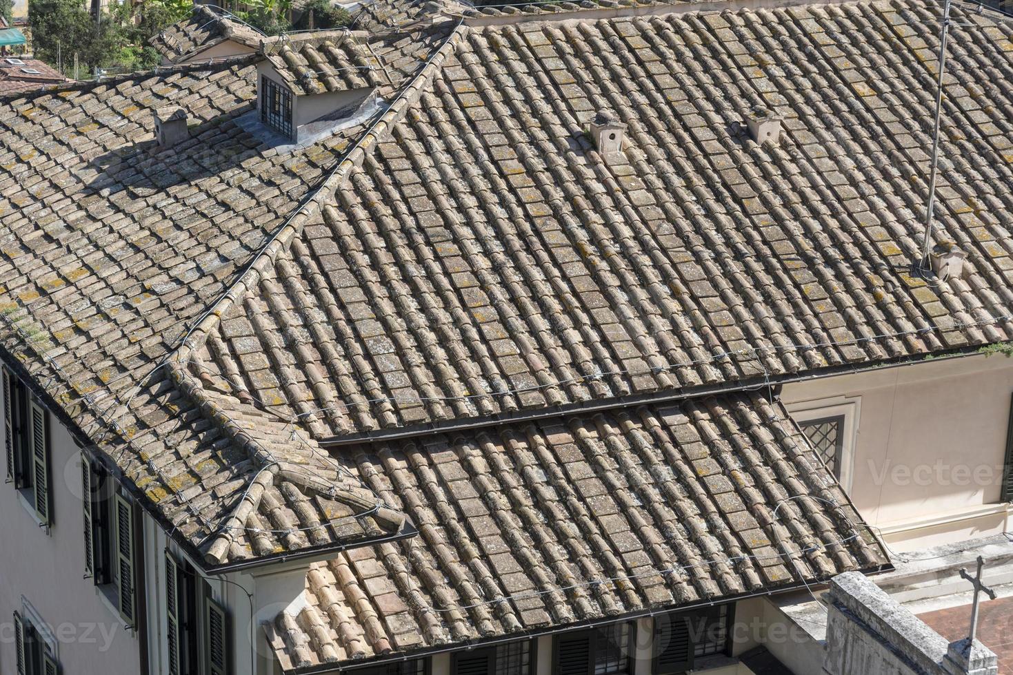 Background and texture of old roof tiles. photo