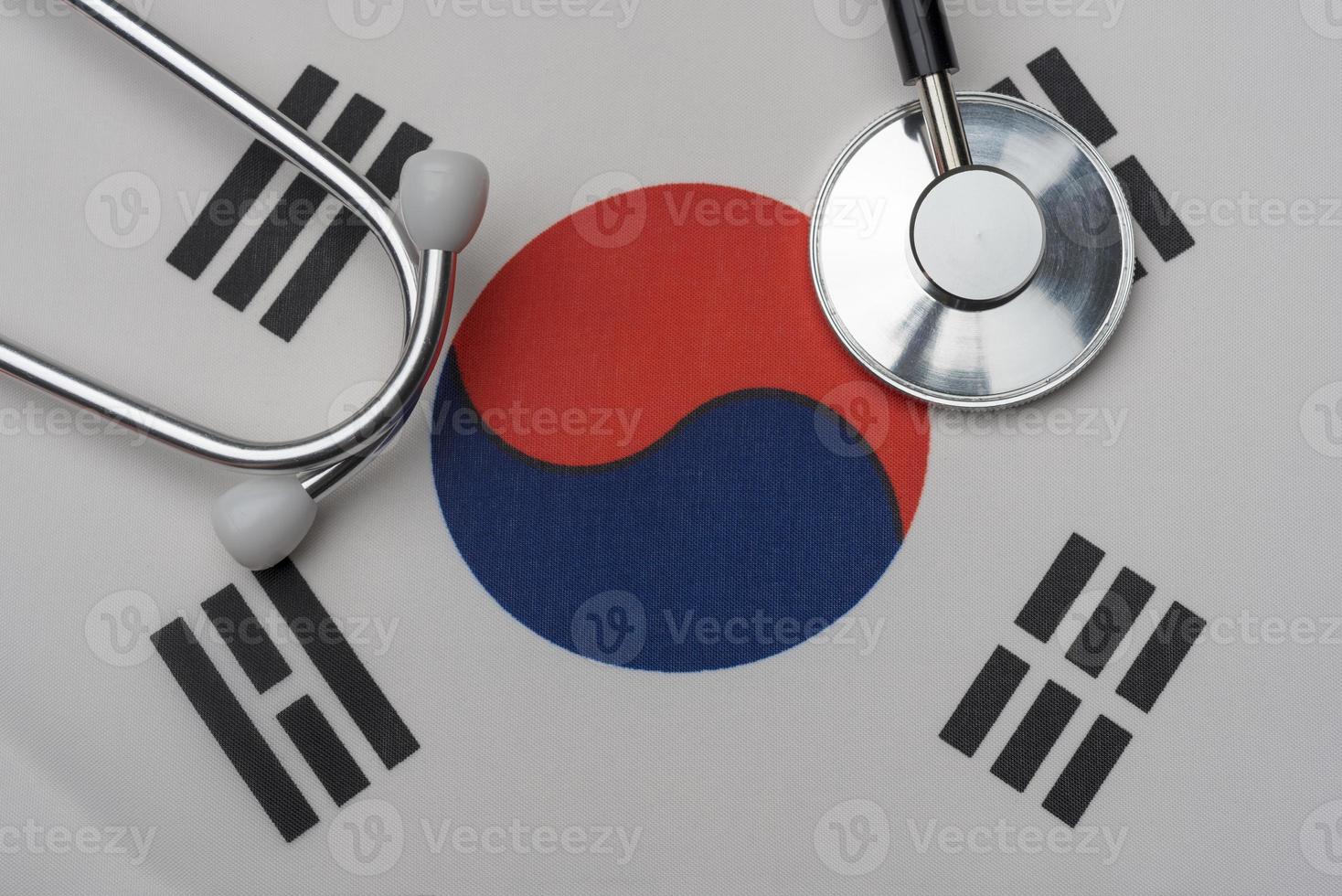 South Korean flag and stethoscope. The concept of medicine. photo